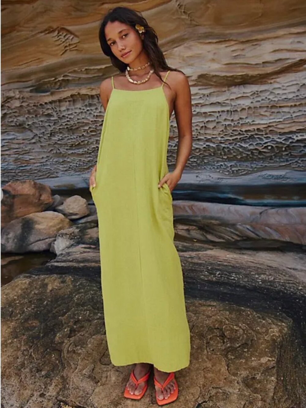 NWT Free People Aspen Linen Maxi, Large, Palma
